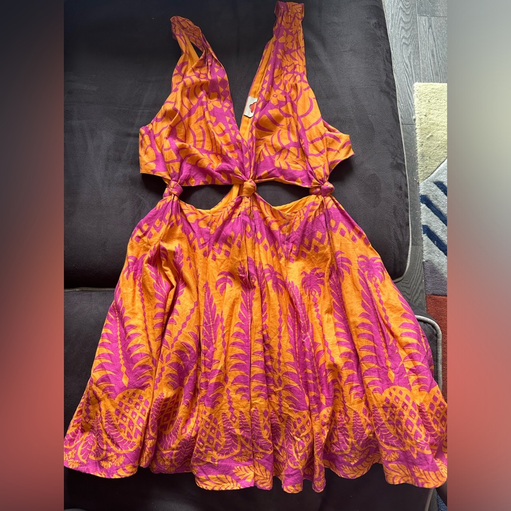 Farm Rio Orange Pineapple Mini Dress XL